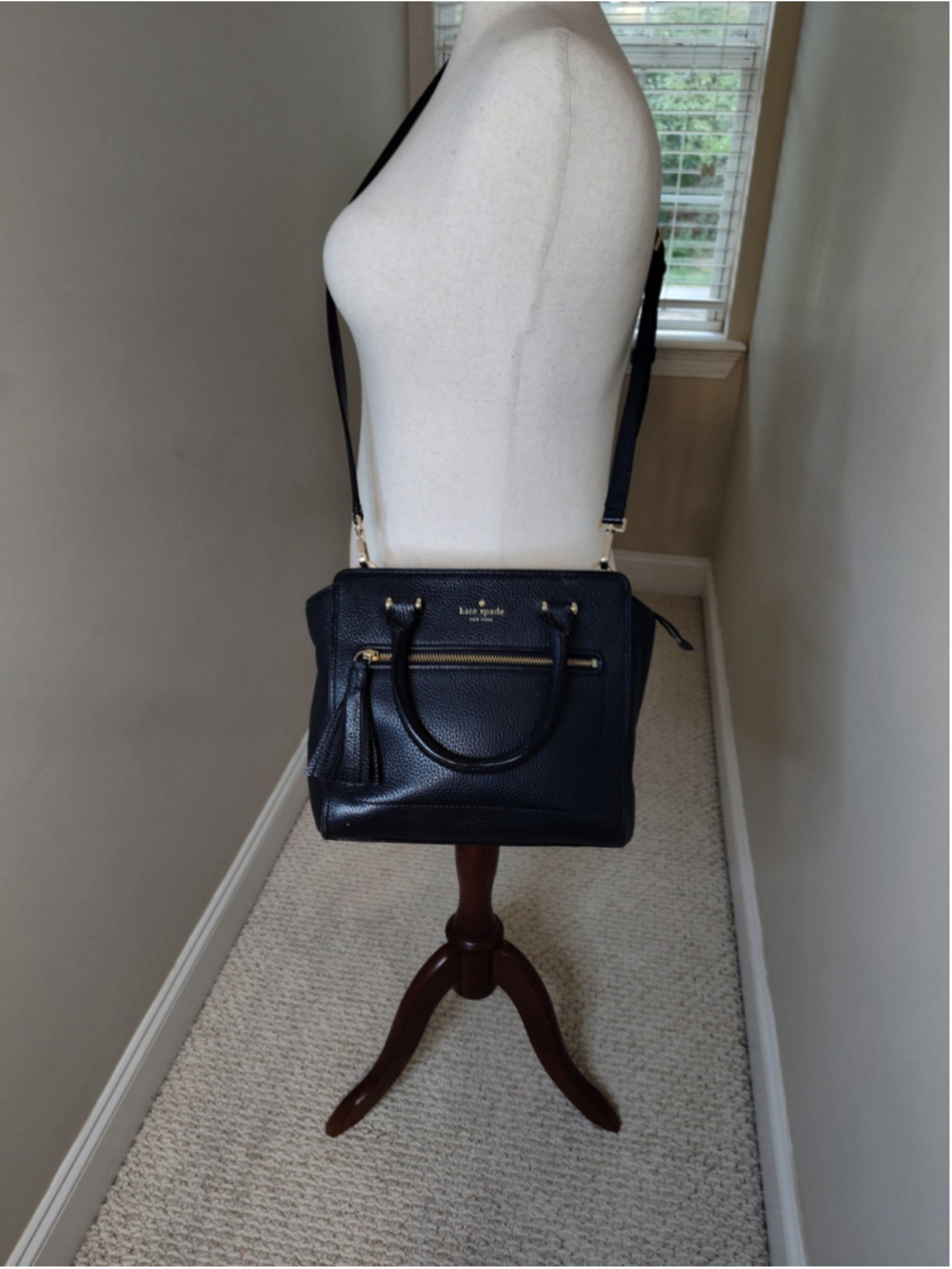 Women's Kate Spade Black Leather Satchel Bag One Size